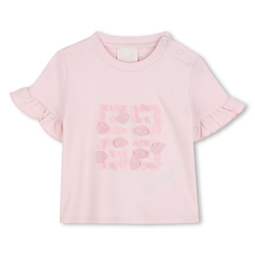 GIVENCHY T-shirt à manches volantées FILLE 18M Rose