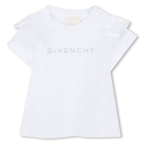 GIVENCHY T-shirt à manches volantées FILLE 18M Blanc