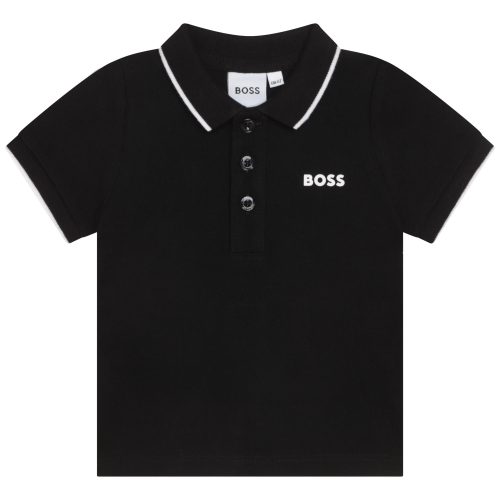 BOSS Polo manches courtes en coton GARCON 18M Noir