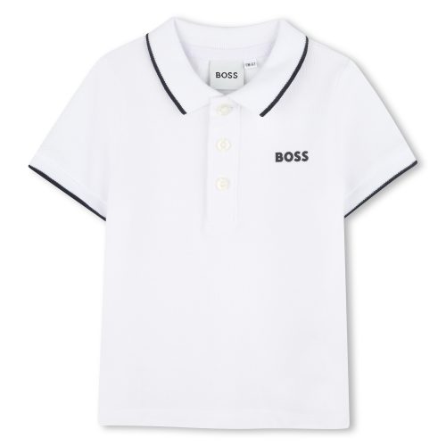 BOSS Polo manches courtes en coton GARCON 18M Blanc