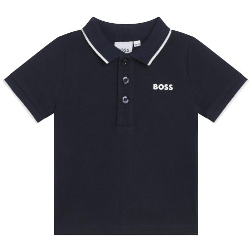 BOSS Polo manches courtes en coton GARCON 18M Bleu