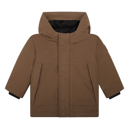 BOSS Parka unie à capuche GARCON 12M Marron
