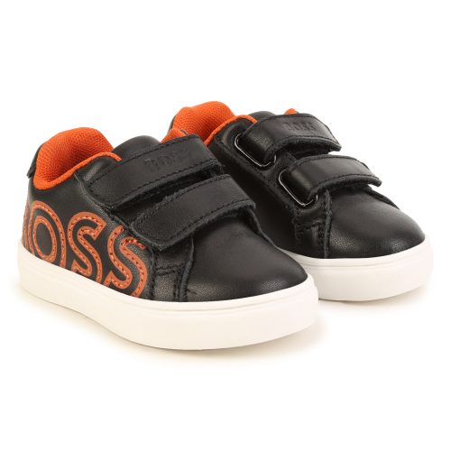 BOSS Baskets cuir vachette bande auto-agrippante et lac GARCON 19 Noir