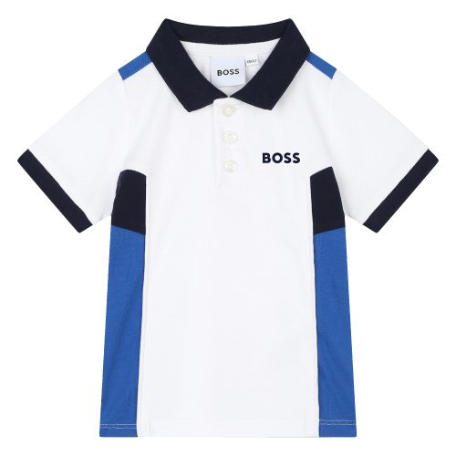 BOSS Polo à sigle en piqué GARCON 9M Blanc