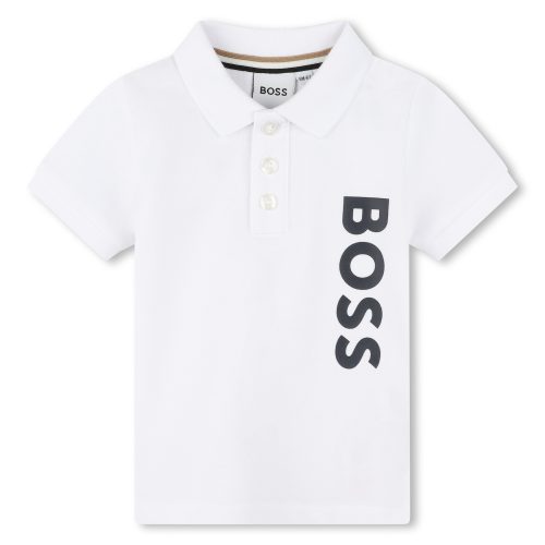 BOSS Polo boutonné piqué GARCON 18M Blanc