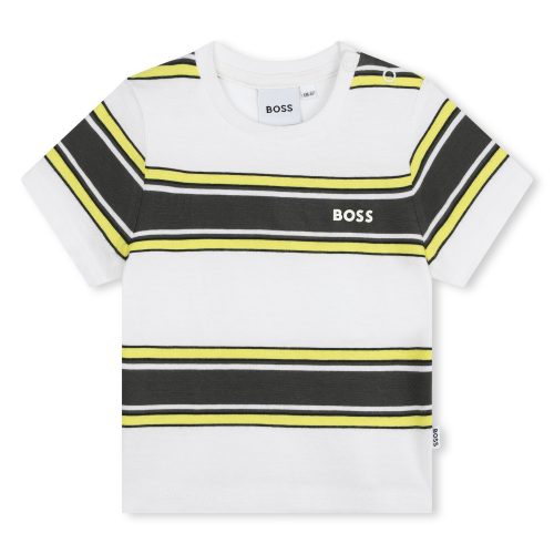 BOSS T-shirt rayé à manches courtes GARCON 6M Blanc