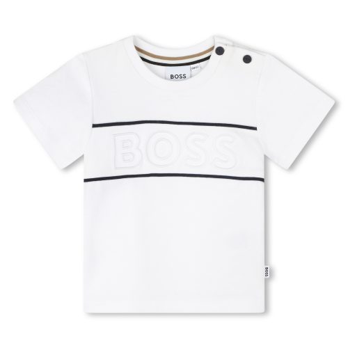BOSS T-shirt brodé manches GARCON 18M Blanc