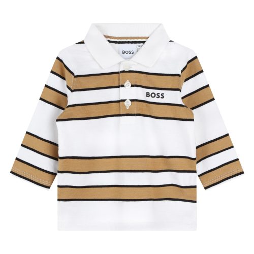 BOSS Polo rayé GARCON 18M Blanc