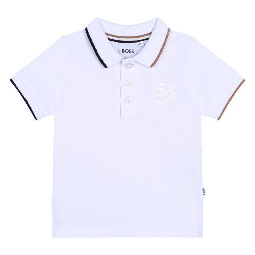 BOSS Polo à rayures GARCON 18M Blanc