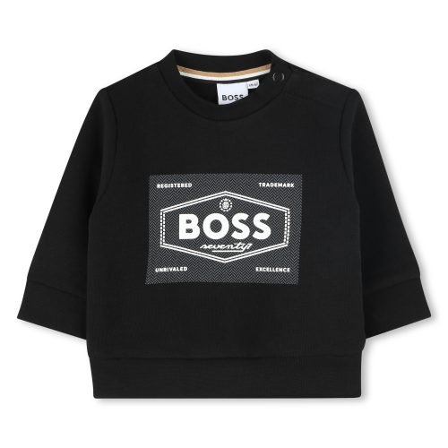 BOSS Sweat-shirt molleton col rond GARCON 18M Noir