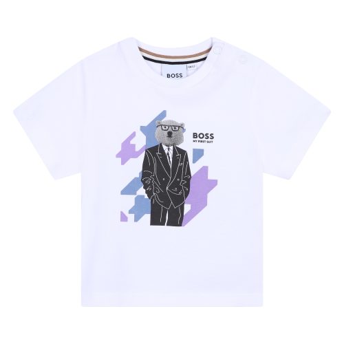 BOSS T-shirt avec imprimé GARCON 18M Blanc