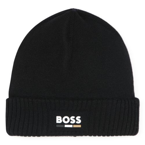 BOSS Bonnet tricoté à revers GARCON T1 Noir
