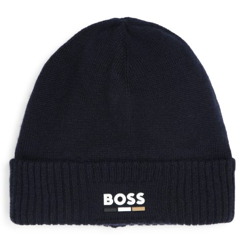 BOSS Bonnet tricoté à revers GARCON T1 Bleu