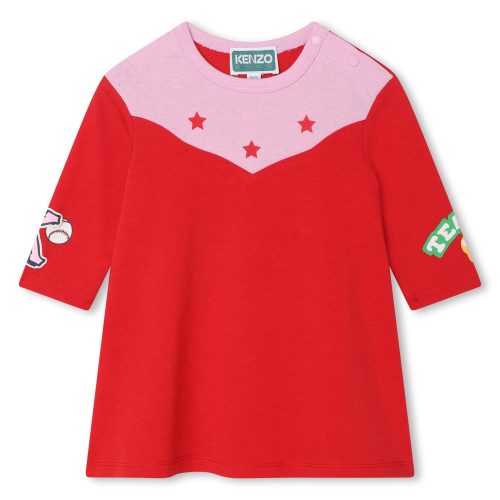 KENZO KIDS Robe en coton avec imprimé FILLE 18M Rouge