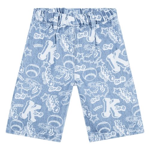 KENZO KIDS Jean large en coton imprimé FILLE 3A Bleu