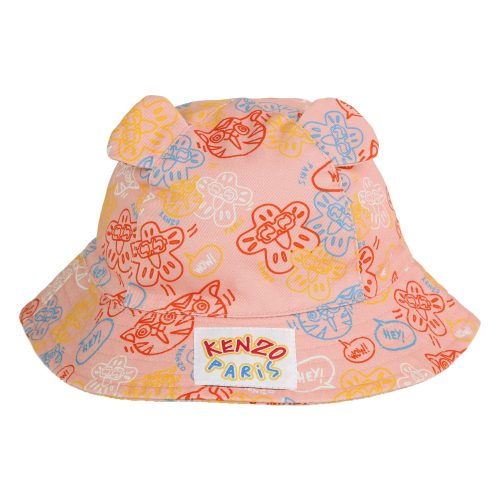 KENZO KIDS Bob en coton imprimé oreilles UNISEXE 52 Rose