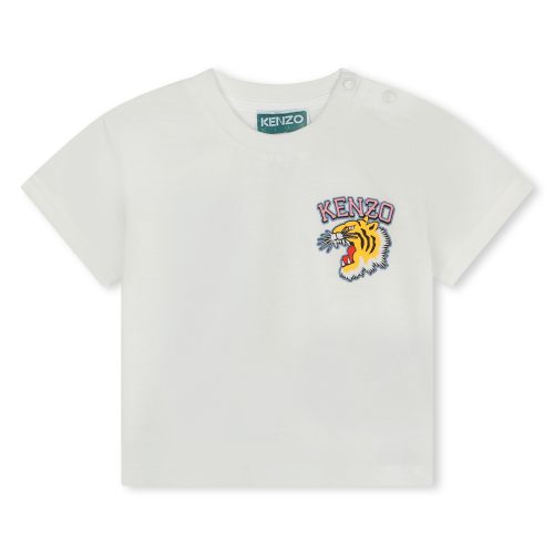 KENZO KIDS T-shirt pressionné en coton FILLE 12M Blanc