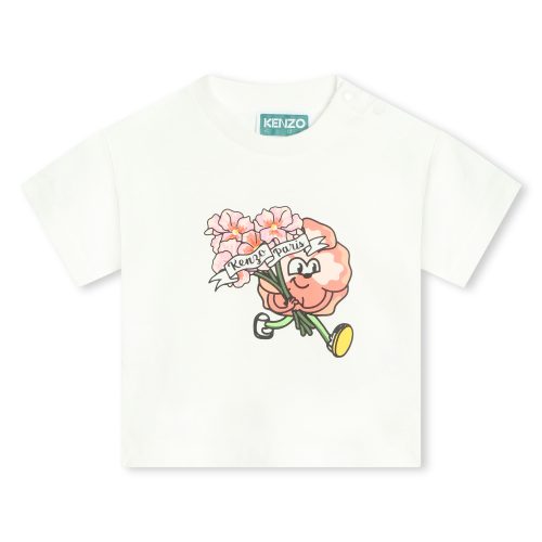KENZO KIDS T-shirt imprimé en coton FILLE 18M Blanc