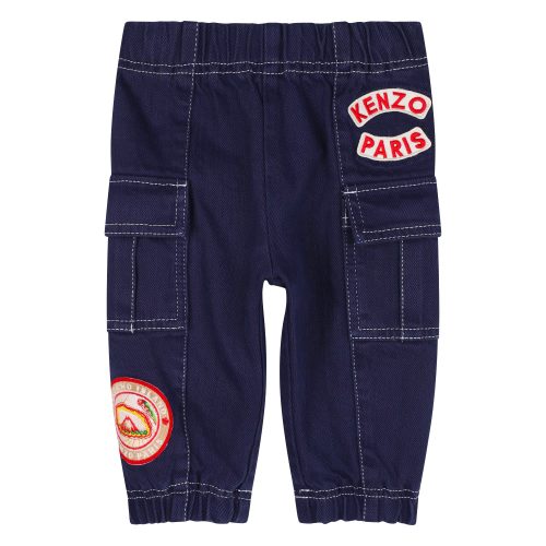 KENZO KIDS Pantalon en coton avec badges GARCON 18M Bleu