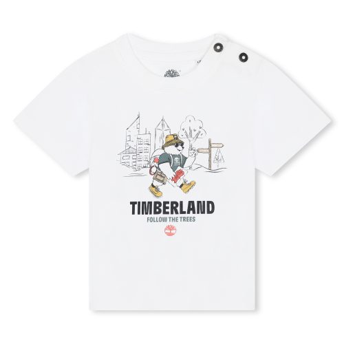 TIMBERLAND T-shirt à col rond pressionné GARCON 18M Blanc