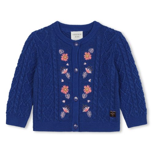CARREMENT BEAU Cardigan brodé en tricot FILLE 2A Bleu