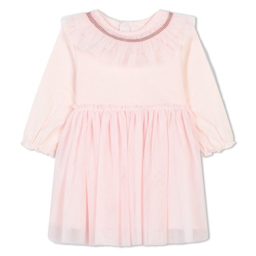 CARREMENT BEAU Robe de cérémonie bi-matière FILLE 18M Rose