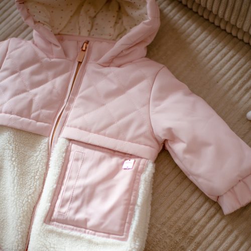 CARREMENT BEAU Manteau à capuche bimatière FILLE 18M Beige