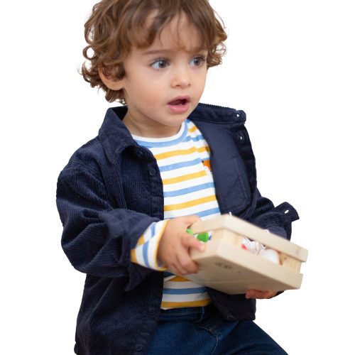 CARREMENT BEAU Chemise unie en velours côtelé GARCON 18M Bleu