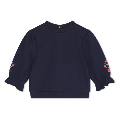 CARREMENT BEAU Sweat-shirt broderies florales FILLE 18M Bleu