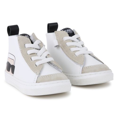 KARL LAGERFELD KIDS Baskets montantes en cuir de vachette UNISEXE 30 Blanc