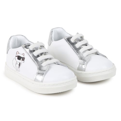 KARL LAGERFELD KIDS Baskets basses en cuir de vachette UNISEXE 30 Blanc