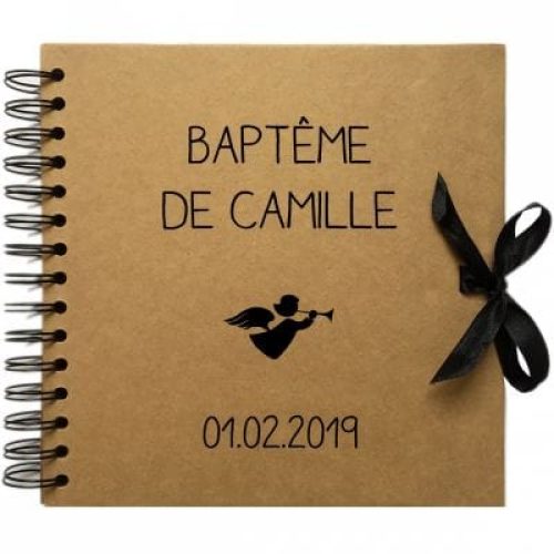 album-photo-bapteme-personnalisable-kraft-et-noir-20-x-20-cm