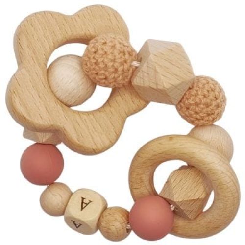 anneau-de-dentition-fleur-sable-et-vieux-rose-personnalisable