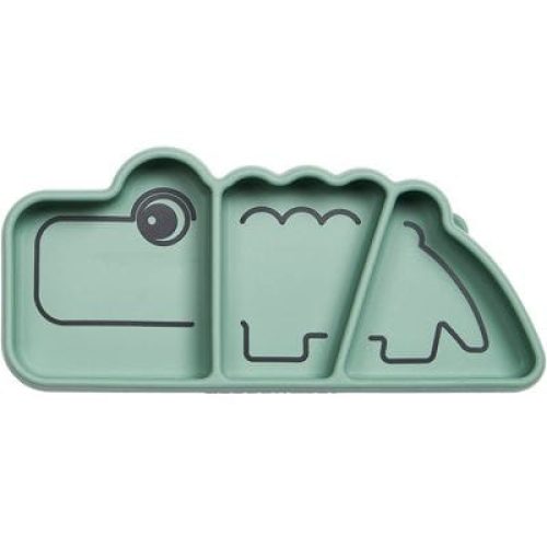 assiette-a-compartiments-antiderapante-silicone-croco-vert