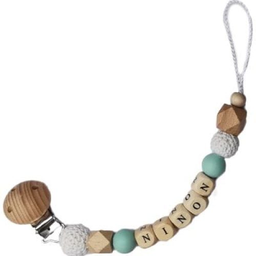 attache-sucette-en-bois-mint-et-blanc-personnalisable