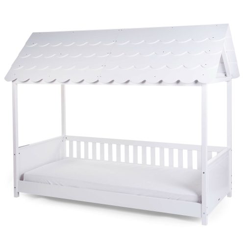 Lit Cabane Avec Toit - 90x200 Cm - Bois - Blanc