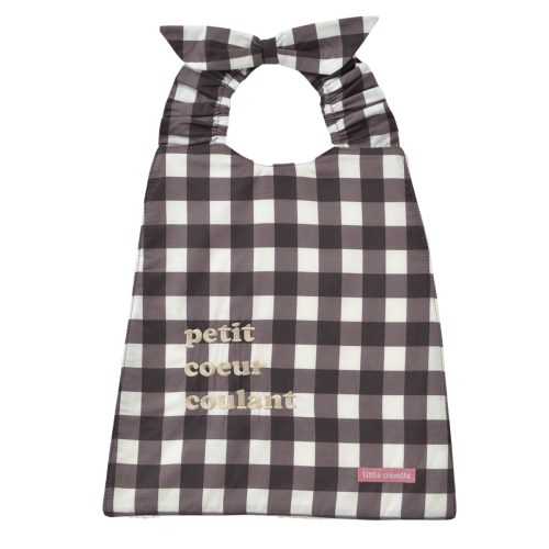 Bavoir élastiqué vichy marron glacé Petit coeur coulant