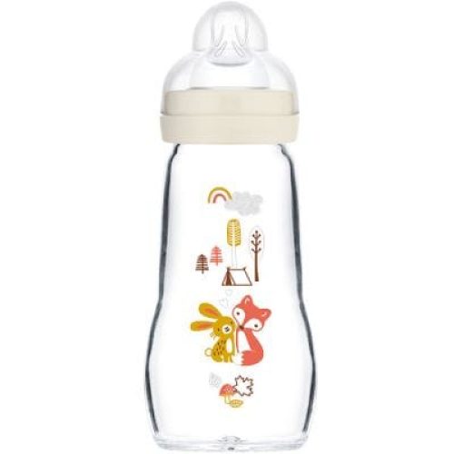 biberon-verre-premium-renard-et-lapin-foret-tetine-debit-2-moyen-260-ml