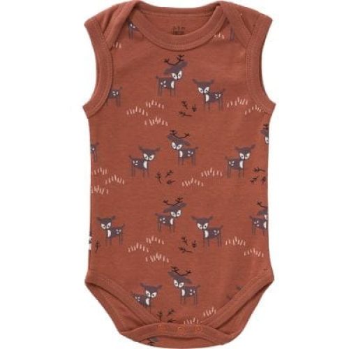 body-sans-manches-en-coton-bio-deer-amber-brown-naissance-50-cm