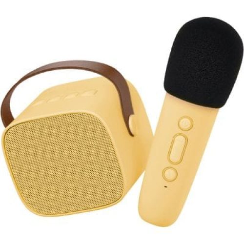 boite-karaoke-enceinte-et-micro-jaune