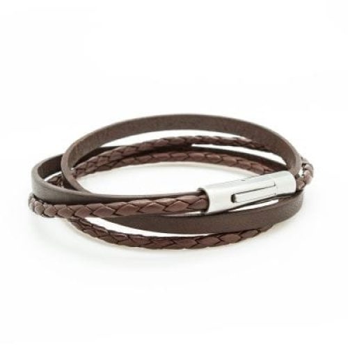bracelet-double-tour-le-mix-marron-acier
