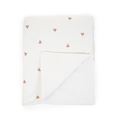 Couverture De Bébé - 80x100 Cm - Jersey + Mousseline - Heart