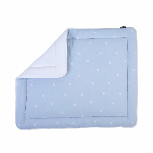 Tapis De Parc - 75x95 Cm - Mousseline Fleur - Bleue