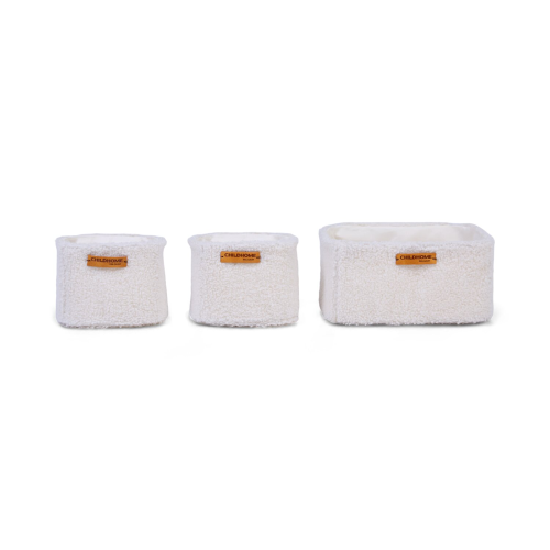 Set Of 3 Hanging Storage Baskets - 21x14x10 Cm + 14x10x10 Cm -Teddy Off white