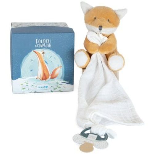 coffret-doudou-attache-sucette-renard-unicef