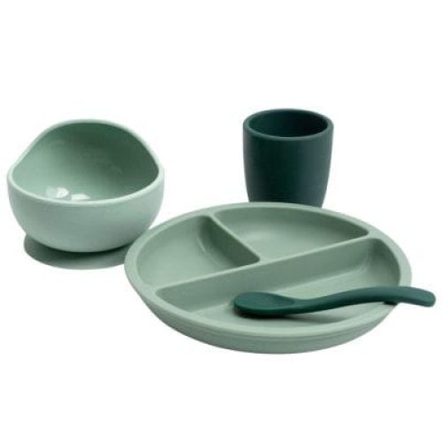 coffret-repas-en-silicone-vert-sauge-vert-sapin-4-pieces
