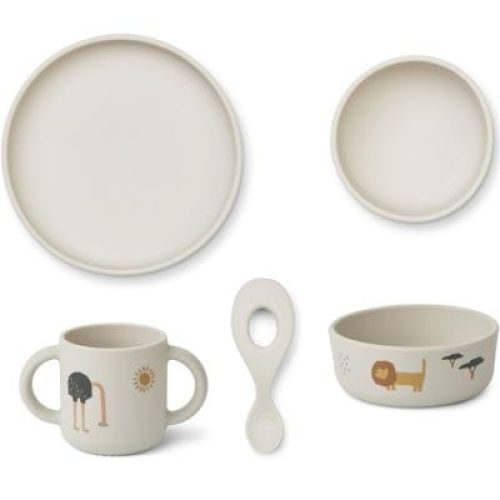 coffret-repas-en-silicone-vivi-safari-sandy-mix-4-pieces
