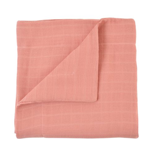 Couverture bébé en double-gaze unie Bois de rose