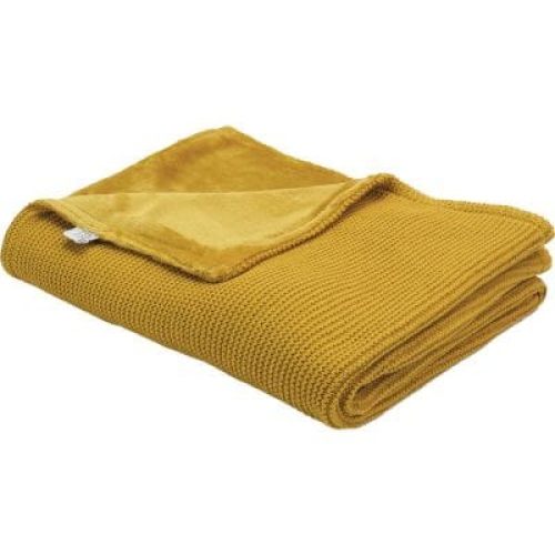 couverture-en-tricot-et-flanelle-moutarde-75-x-100-cm