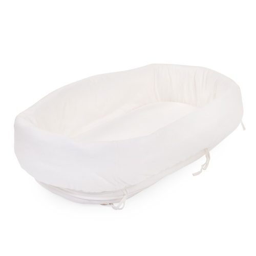 Berceau en rotin couverture rectangulaire jersery blanc cassé